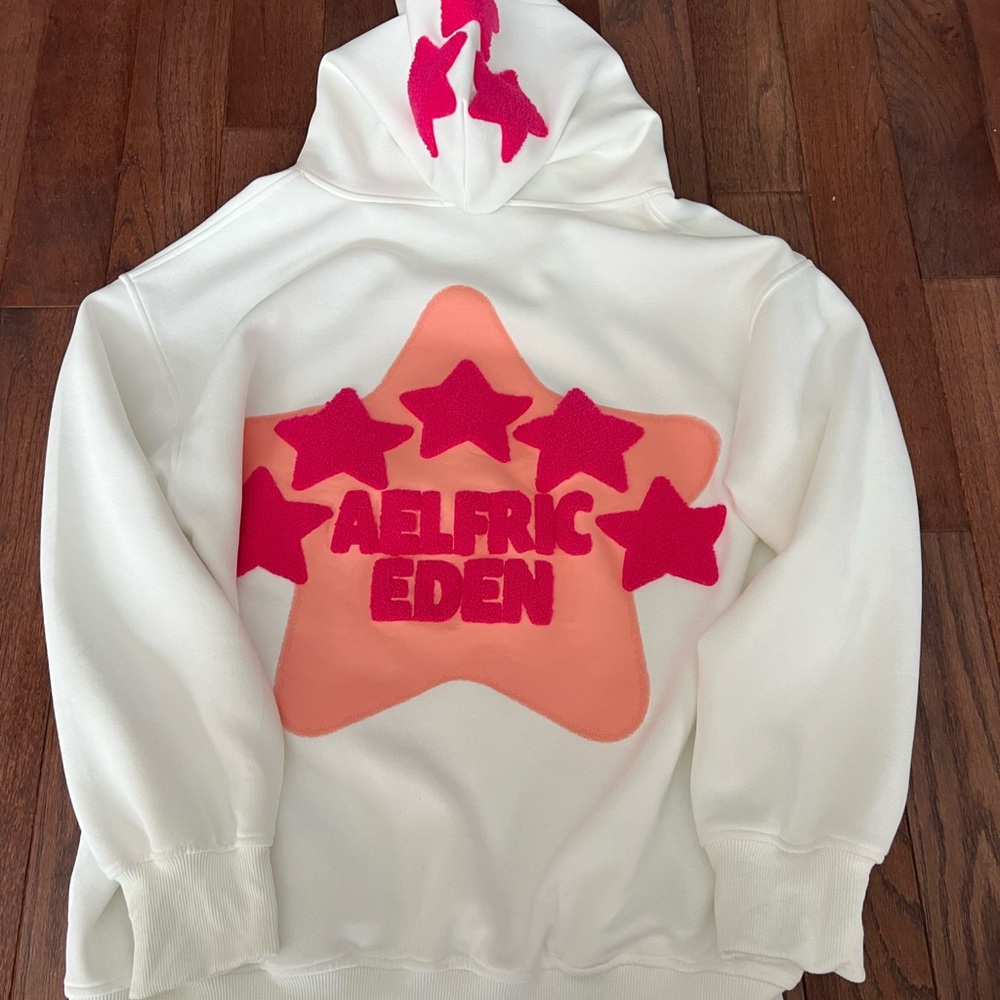 Aelfric Eden White and Pink Star Hoodie